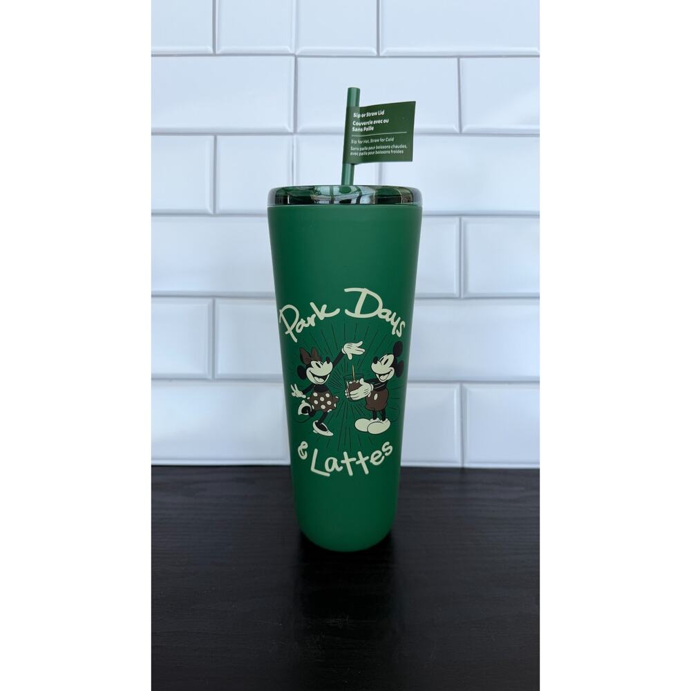 NWT Disney Starbucks 2026 WDW Green 24 oz Venti Tumbler Park Days & Lattes